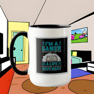 Grappige gamer Monogram Word Art toevoegen Mok