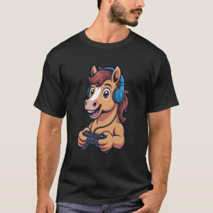 Grappige Gamer Paard Videospellen Jongens Tiener G T-shirt