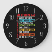 Grappige gamer perfecte dag woord kunst grote klok (Voorkant)