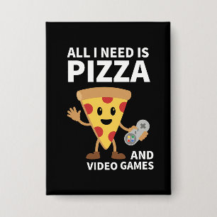 Grappige Gamer Pizza Gaming Videogame Enthousiast Button