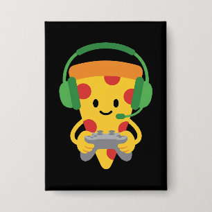 Grappige Gamer Pizza Gaming Videogame Enthousiast Button
