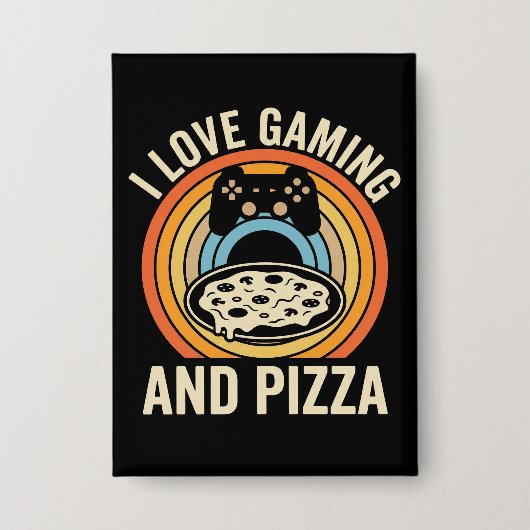 Grappige Gamer Pizza Gaming Videogame Enthousiast Button (Voorkant)