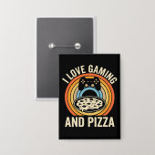 Grappige Gamer Pizza Gaming Videogame Enthousiast Button (Voorkant / Achterkant)