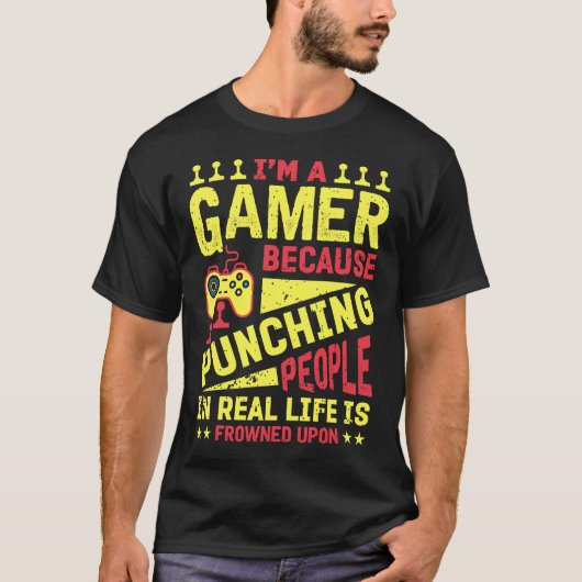 Grappige gamer ponsen mensen citaat t-shirt (Voorkant)