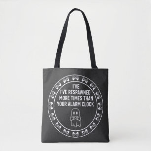 Grappige gamer respawn citaat gaming humor ontwerp tote bag