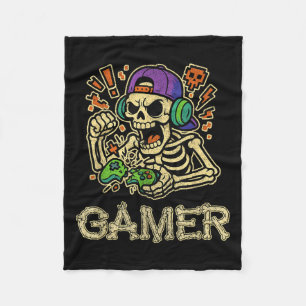 Grappige Gamer Skeleton Gamer Teen Boys Video Gami Fleece Deken