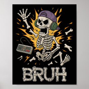 Grappige Gamer Skeleton Gamer Teen Boys Video Gami Poster