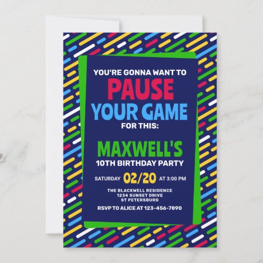Grappige Gamer Verjaardag uitnodiging (Voorkant)