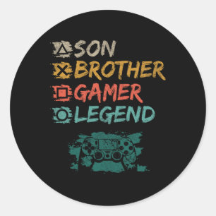 Grappige Gamer Vintage Videogames Voor Broer S Ronde Sticker