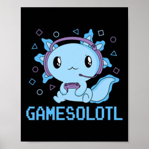 Grappige Gamesolotl Anime Kawaii Gaming Axolotl Vi Poster