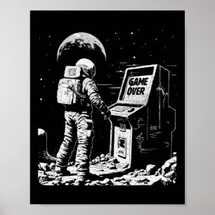 Grappige Gaming Astronaut Gamer in de Ruimte Video Poster