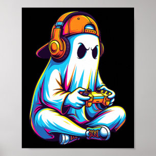 Grappige Gaming Geest Met Koptelefoon En Controlle Poster