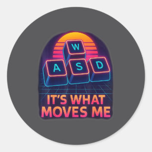 Grappige Gaming Quote Wasd Het Is Wat Me Beweegt C Ronde Sticker