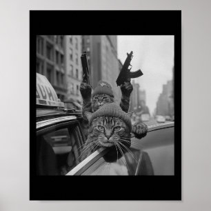 Grappige Gangster Cat Thug Meme Street Lover Katte Poster