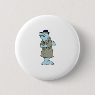 grappige gangster haai ronde button 5,7 cm