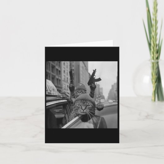 Grappige Gangster Kat Thug Meme Straatliefhebber K Kaart (Voorkant)