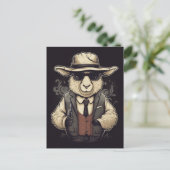Grappige Gangster Schaap AI Kunst Briefkaart (Staand voorkant)