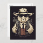 Grappige Gangster Schaap AI Kunst Briefkaart (Voorkant / Achterkant)