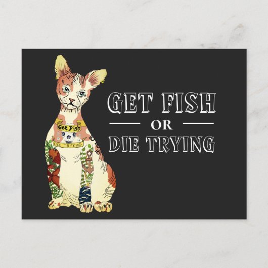 Grappige Gangster Sphynx Kat Tattoo Illustratie Briefkaart (Voorkant)