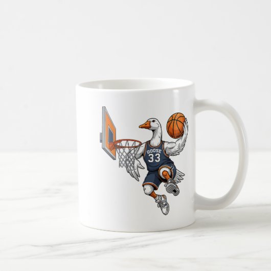 Grappige Gans Basketbal Speler Slam Dunk Liefhebbe Koffiemok (Rechts)