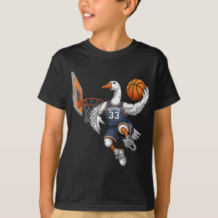 Grappige Gans Basketbal Speler Slam Dunk Liefhebbe T-shirt