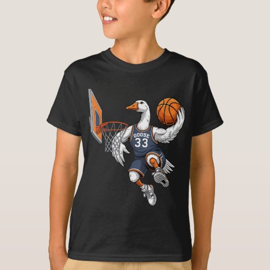 Grappige Gans Basketbal Speler Slam Dunk Liefhebbe T-shirt (Voorkant)