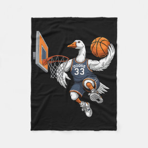 Grappige Gans Basketbalspeler Slam Dunk Liefhebber Fleece Deken