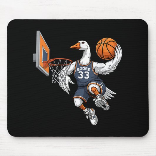 Grappige Gans Basketbalspeler Slam Dunk Liefhebber Muismat (Voorkant)