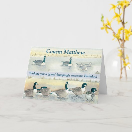 Grappige Gans Bumpingly Geweldige Neef Verjaardag  Kaart (Gele Bloem)