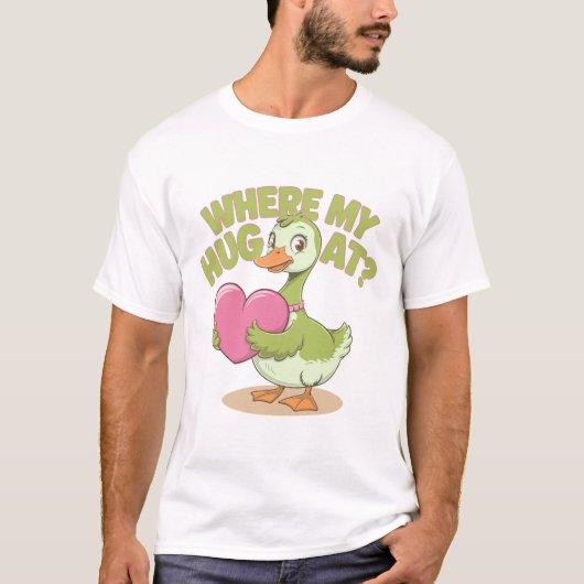 Grappige gans die hart vasthoudt waar mijn knuffel t-shirt (Voorkant)