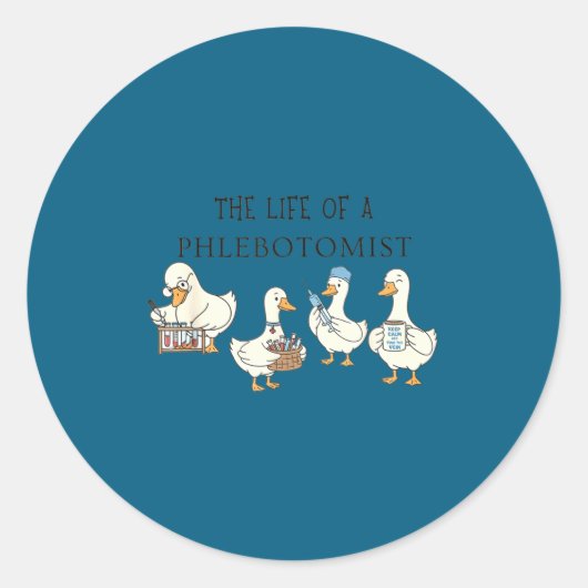Grappige gans flebotomietechnicus afstudeerlab ronde sticker (Voorkant)