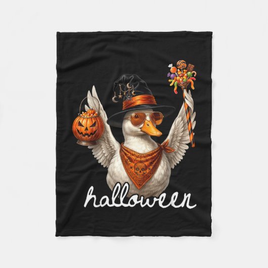 Grappige gans halloween heks pompoen spook gans fleece deken (Voorkant)