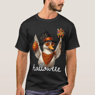 Grappige gans halloween heks pompoen spook gans t-shirt