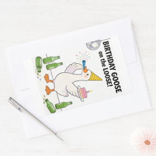 Grappige Gans Kaart Dwaas Gans op de Vrijheid Verj Rechthoekige Sticker