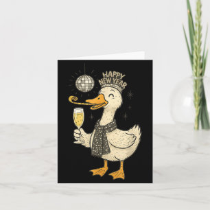 Grappige Gans Met Champagne Disco Bal Nieuwjaarsav Kaart