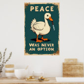 Grappige gans met een mes illustratie poster (Keuken)