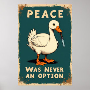 Grappige gans met een mes illustratie poster