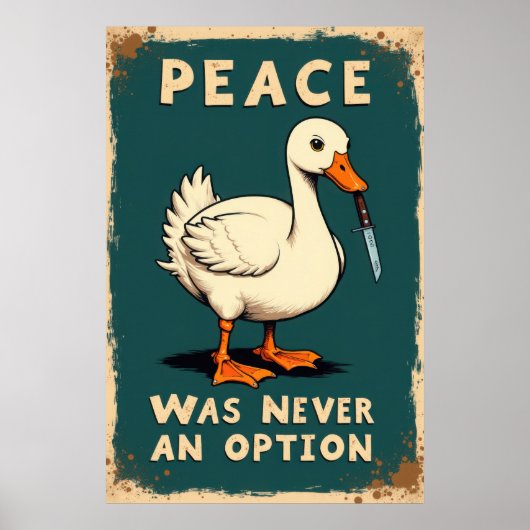 Grappige gans met een mes illustratie poster (Voorkant)