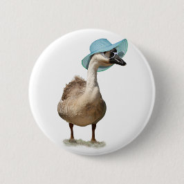 Grappige gans met zomerse Pet Ronde Button 5,7 Cm