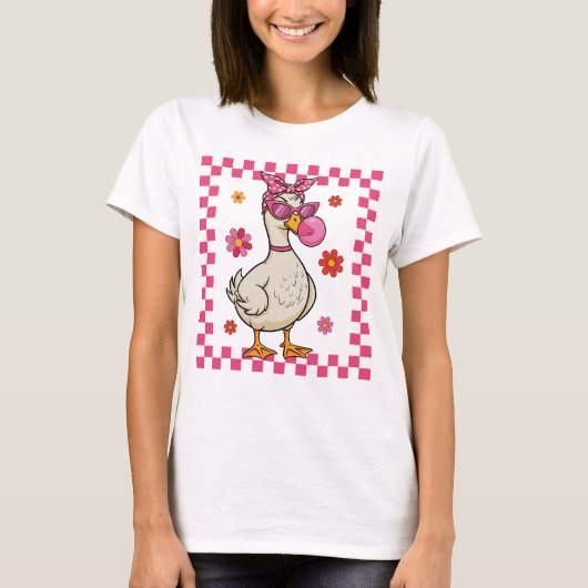 Grappige Gans met Zonnebril en Bubblegum T-shirt (Voorkant)
