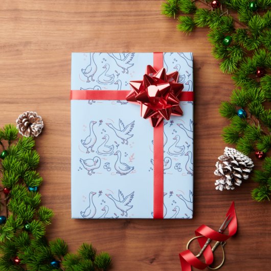 Grappige Gans Patroon Cadeaupapier (Feestdagen Geschenken)