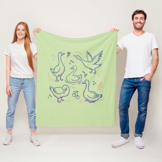Grappige Gans Patroon Fleece Deken (In situ)