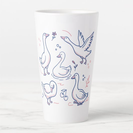 Grappige Gans Patroon Latte Mok (Voorkant)