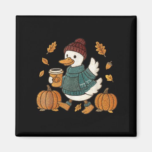 Grappige Gans Pompoen Thanksgiving Herfst Fall Yal Magneet (Voorkant)