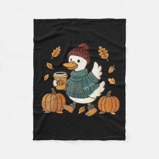 Grappige Gans Pompoen Thanksgiving Herfst Herfst Y Fleece Deken (Voorkant)