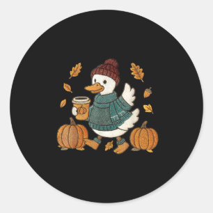 Grappige Gans Pompoen Thanksgiving Herfst Herfst Y Ronde Sticker