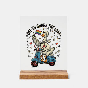 Grappige Gans Scooter Liefde Vintage Shirt Ontwerp Acryl Bord