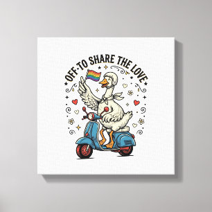 Grappige Gans Scooter Liefde Vintage Shirt Ontwerp Canvas Afdruk