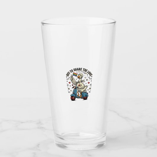 Grappige Gans Scooter Liefde Vintage Shirt Ontwerp Glas (Voorkant)