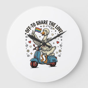 Grappige Gans Scooter Liefde Vintage Shirt Ontwerp Grote Klok